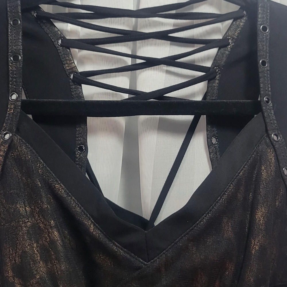 Salvage Leopard Print Tank with Black tie Design And Leopard Accents - Picture 4 of 7